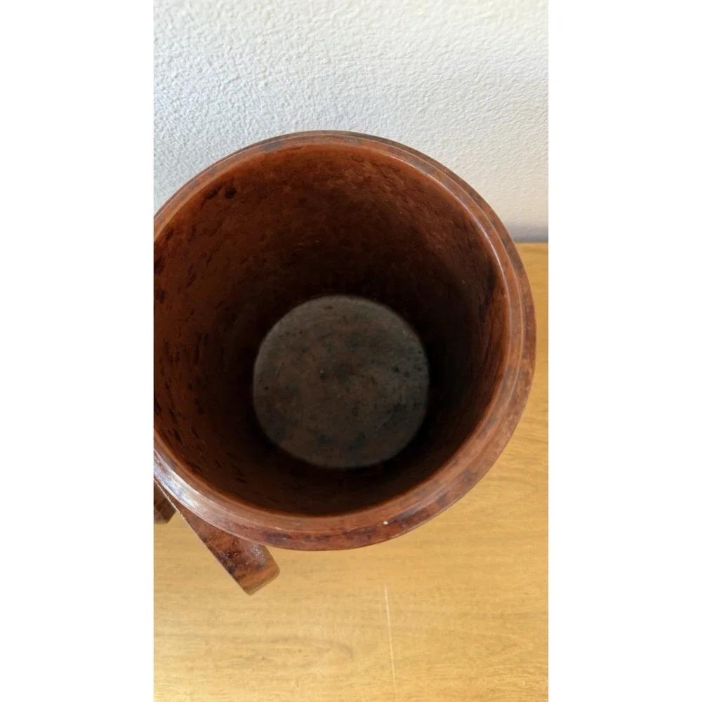 Pier 1 Handmade Sasak Carved Ceramic Canister Lid Rustic Brown Indonesia 8in